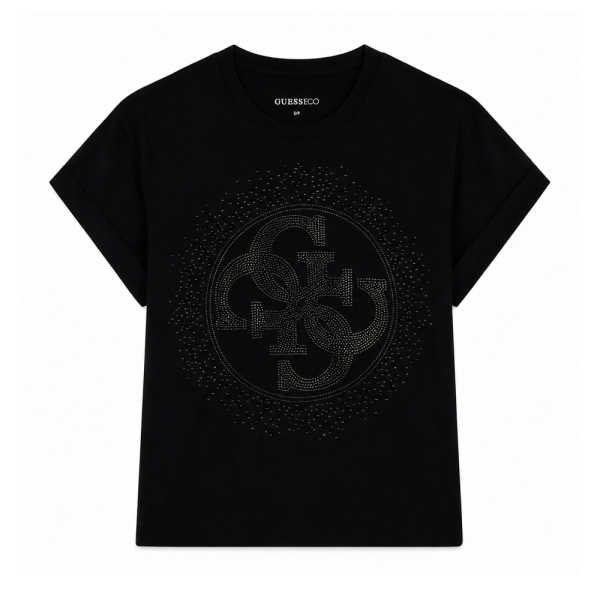 Guess T-shirts hauts et polos Noir - T-shirt avec logo en strass - S - Ref 50 €